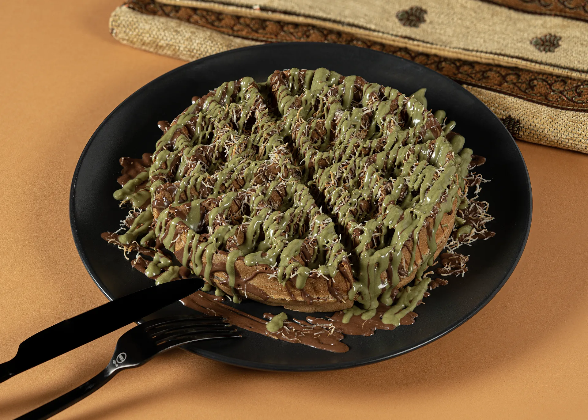 Dubai Chocolate Waffles